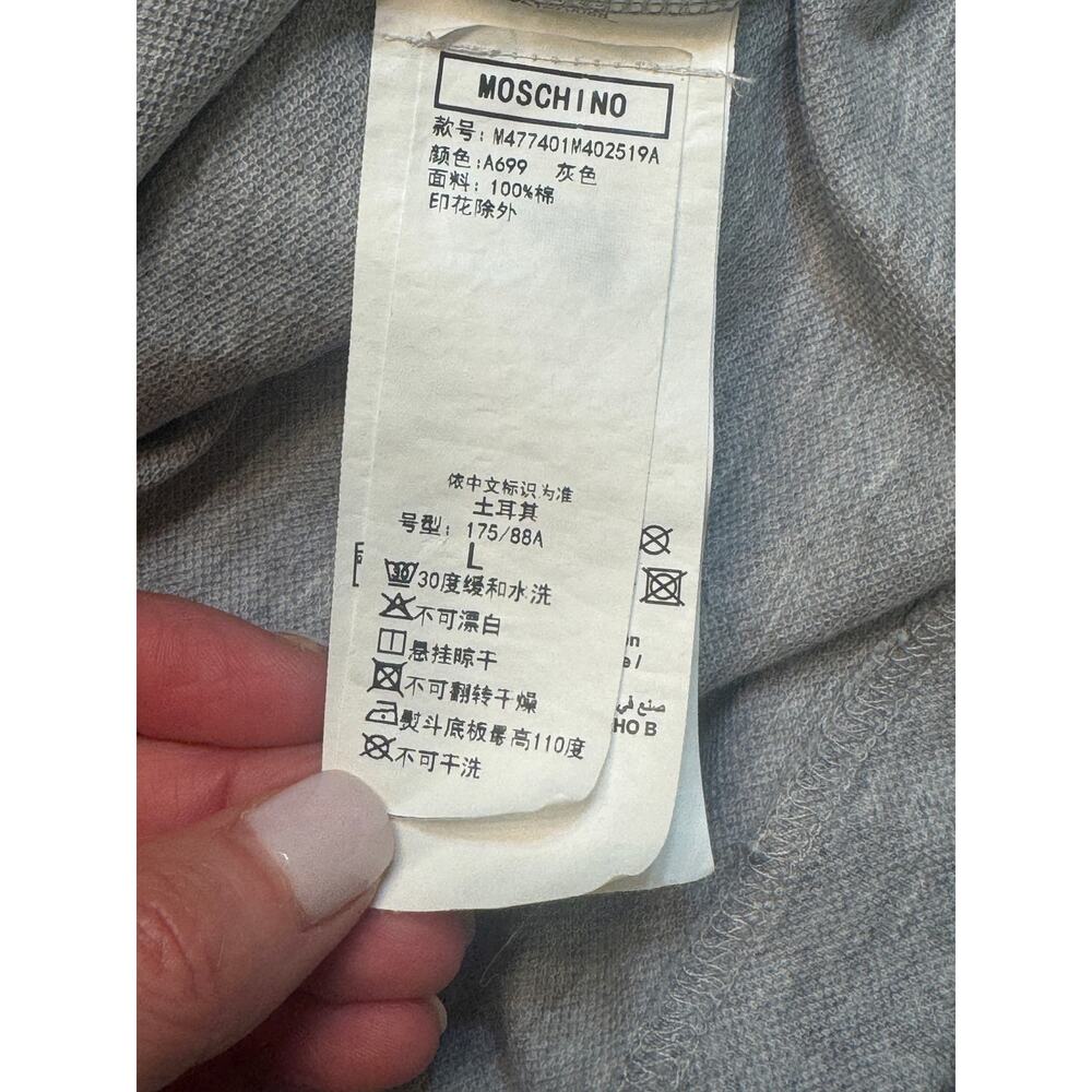 Love Moschino Aircraft Print Shirt Mens L Gray Long Sleeve Sweatshirt Pullover - Picture 12 of 12